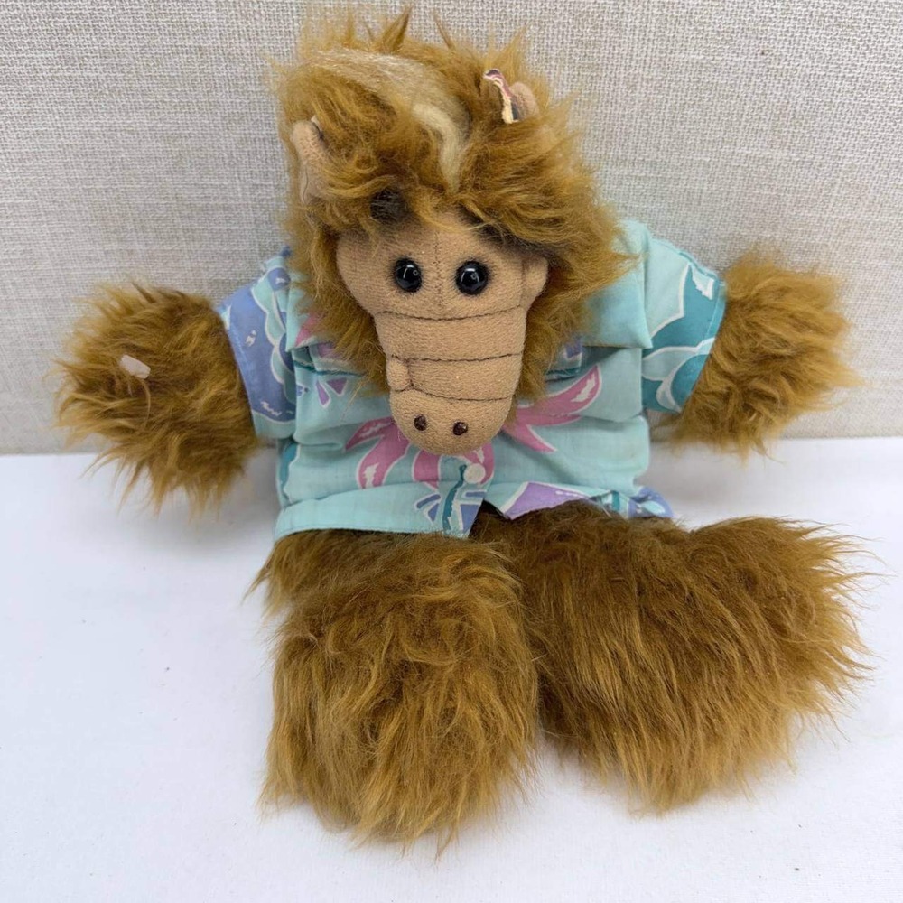 Vintage 1988 ALF Plush Alien Productions 12" Stuffed Toy Hawaiian Shirt Brown